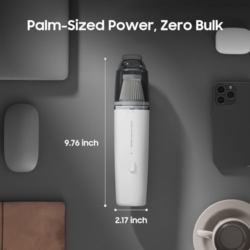 A9life Handheld Vacuum Cordless, Car Vacuum Portable with 2 Suction Modes, Blow & Suction 2-in-1, Mini Vacuum Cleaner Rechargeable for Car, Home, Pet Hair, Office, Desk, Keyboards (White)
