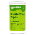 Amazon Basics Disinfecting Wipes, Fresh Scent, Sanitizes/Cleans/Disinfects/Deodorizes, 85 Count, for Hard Nonporous Surfaces