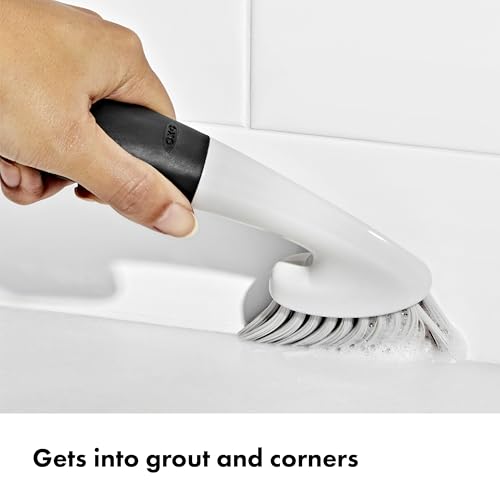 OXO Good Grips Grout Brush & Heavy Duty Scrub Brush Combo Set; Tough, Durable bristles Cut Through Grime and soap scum; Ideal for tubs, Tile Walls, countertops and Floors