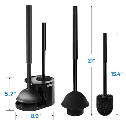 FORASTO 2 in 1 Toilet Plunger and Brush Set，Extended Handle Plunger，Toilet Bowl Brush Plunger Set, Bathroom Cleaning Tools ，Toilet Brush Plunger Combo，Cleaning Brush，Bathroom Cleaning Supplies