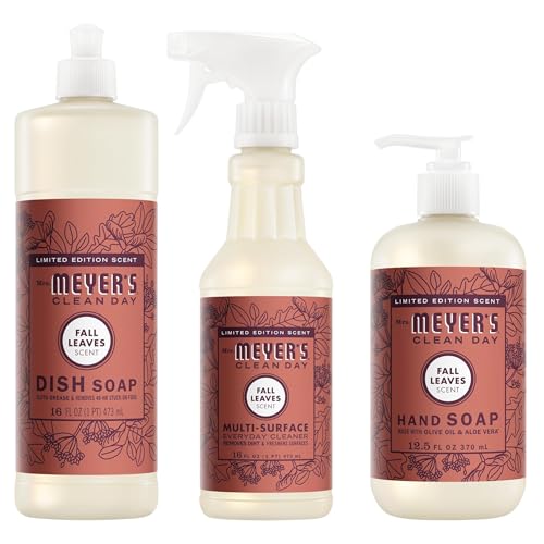 Mrs. MEYER'S Fall Leaves Kitchen Set Variation, Includes Dish Soap, Hand Soap and Multi-Surface Cleaner, 3 ct.