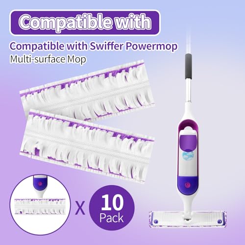 ZHAYAO 10 Pack Disposable Power Mop Pads for Swiffer Power Mop Pads, Compatible with Swiffer Power Mop Refills, Unscented Spray Replacement Floor Cleaning Refills for urface/Hardwood Floor Cleaning