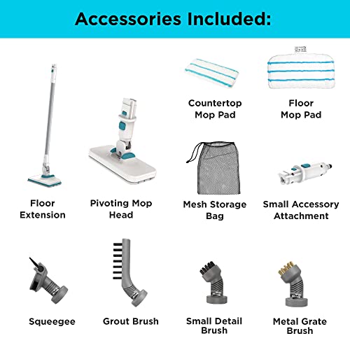 BLACK+DECKER Steam Mop, Floor and Handheld Steamer, Multi-Purpose Steam Cleaner with 6 Attachments, Corded (BHSM15FX08)