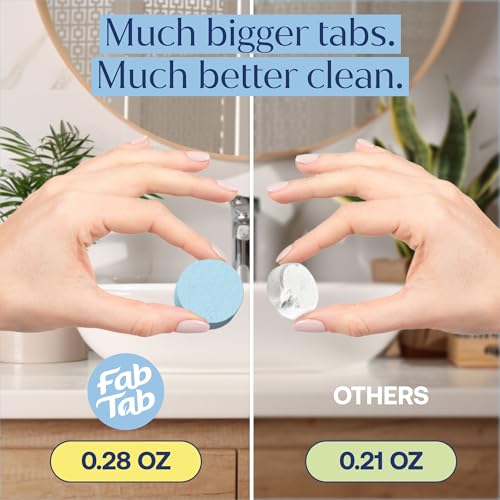 Fab Tab Toilet Cleaner Tablets for Bowl, Powerful Active Toilet Stain and Rust Removal, No Plastic or Harmful Chemicals, Safe for Regular and Septic Tanks, Lemon & Eucalyptus Scent - 90 Pack