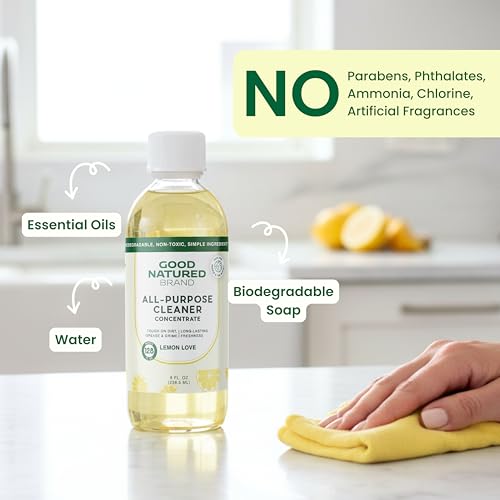 Good Natured Brand All-Purpose Cleaner Concentrate | 8oz makes 128oz | Lemon Essential Oil | 16X Concentrated Natural Multi-Surface Cleaner