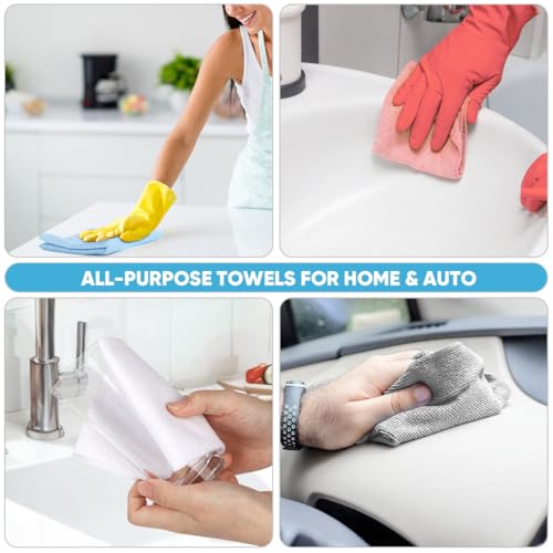AIDEA Microfiber Cleaning Cloth Roll, 50PK, Paper Towels Reusable Grey Tear Away Towels, Washable Shop Rags, Microfiber Towels for Cars, Lint Free Rags for House, Kitchen, Window,11.5"×11.5"