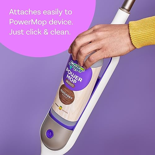 Swiffer Power Mop Wood Refill Solution, QuickDry Hardwood Floor Cleaner for Mopping Home, Bathroom, Kitchen, All Purpose Multi-Surface Solution for Floor Cleaning, Lemon Scent, 50.7 oz