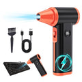 Larkeey Compressed Air Duster Rechargeable Electric Air Duster for PC Keyboard Mini Dust Blower 130000RPM Cordless Air Blower Jet Dryer Turbo Fan Handheld Blower for Car Home Office, Black-Orange