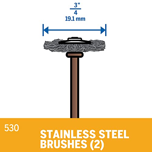 Dremel 530-02 Stainless Steel Brushes (2 Pack), 3/4" Diameter