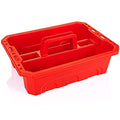CANOPUS Storage Tray Tote with Functional Holes - 2 PCs Plastic Cleaning Caddy with Handle, Portable Caddy, Undersink Storage for Kitchen, Shoe Cleaning Box, Products Organizer, Red