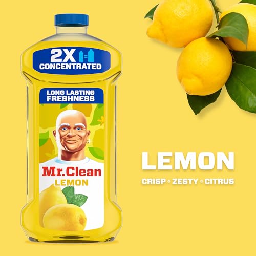 Mr. Clean All Purpose Cleaner, Floor Cleaner for Mopping Home, Bathroom, & Kitchen, Cleaning Liquid for Mop & Bucket, Cleaning Supplies, Multi-Surface Dilutable, Lemon, 41oz