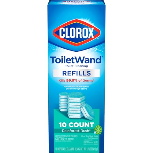 Clorox ToiletWand Toilet Cleaner Refills, Toilet brush, Rainforest Rush, 10 Ct