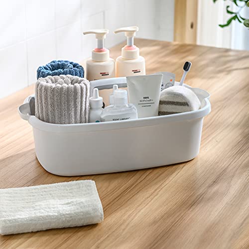 ALINK Large Plastic Shower Caddy Tote, Portable Storage Caddy Basket Organizer with Handle for Dorm, Bathroom, Tool, Garden, Kitchen, Cleaning Supplies - White