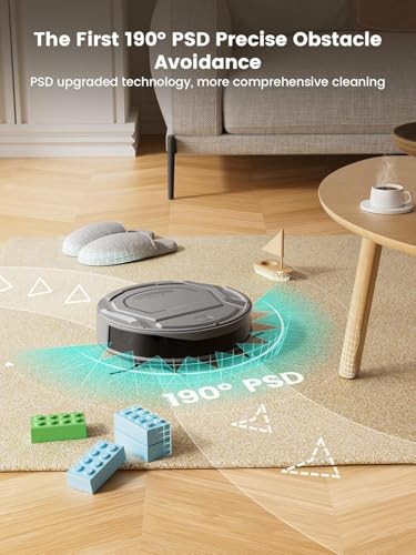 Lefant Robot Vacuum Cleaner, 120 Mins Runtime, Compact Design, Low Noise, Powerful Suction, Wi-Fi/App/Voice Control, Self-Charging, Scheduled Cleaning, Ideal for Pet Hair and Hard Floors, M210 Black
