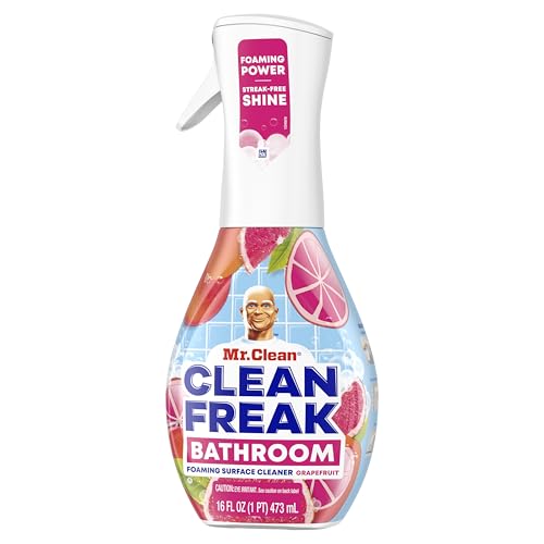 Mr. Clean Clean Freak Foaming Bathroom Surface Cleaner Multi-Surface Spray Starter Kit and Refill Bundle, Grapefruit Scent, 64 fl oz