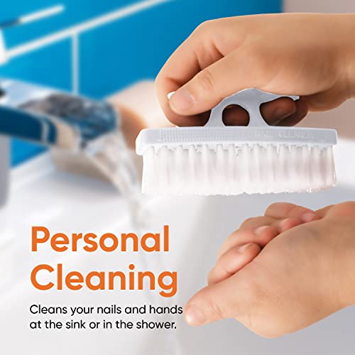 Nail Brush for Cleaning Fingernails, Nail Scrubber Brush, Toe Foot Hands Fingernail Brush Cleaner- Small Scrub Brush- All-Purpose Stiff Cleaning Brush (3 Pack, White)