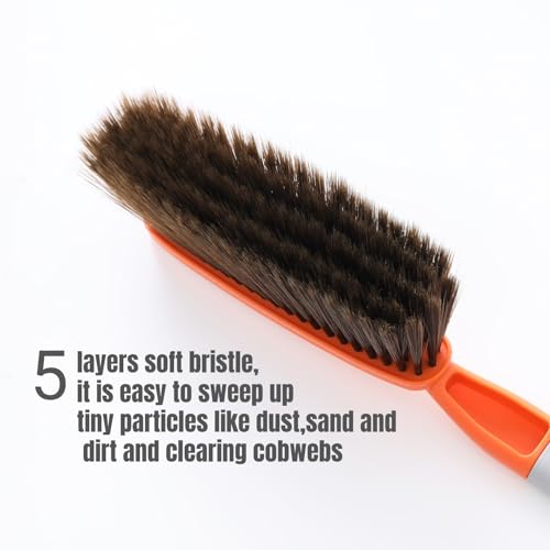 1 Pack 15" Hand Broom Brush,Soft Bristle Cleaning Brush,Counter Brush, Crumb Debris Sweeping Brush,Dusting Brush,Comfort for Car Bed Couch Desk Sofa Furniture Clothes,Small Particles Hair Remover