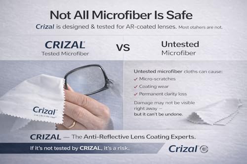 Crizal Microfiber Cleaning Cloths for Eyeglasses – Designed & Tested by CRIZAL® for AR-Coated Lenses – Safe Lens Cleaning Without Scratching-4 Pack