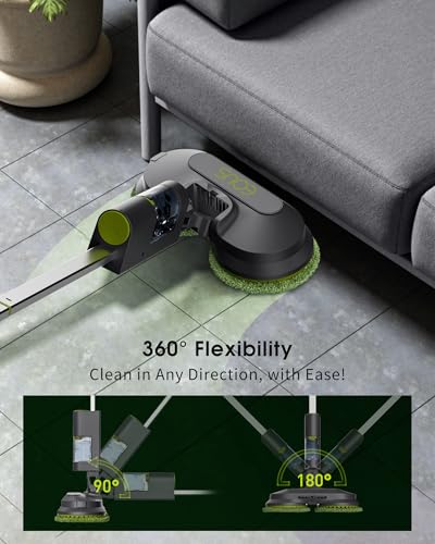 Cordless Electric Mop, Lightweight Electric Floor Mop with Detachable Water Tank, Water Sprayer & LED Headlights, Self-Propelled Floor Cleaner for Hardwood Tile Laminate Floor, Long-Lasting Battery