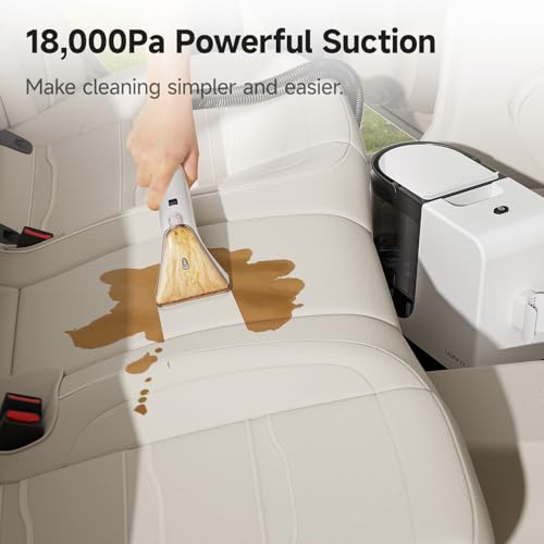 uwant Portable Carpet Cleaner 18Kpa Powerful Suction Carpet Cleaner Machine for Pets, Cars, Furniture with Cleaning Tools& Solution Low Noise Technology Upholstery Cleaner for Home, Rugs, Spot