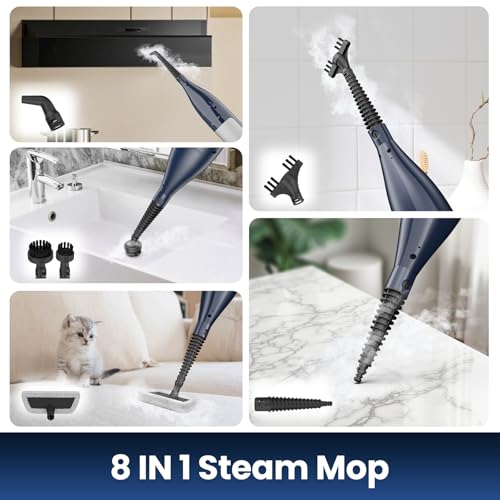 DEVOAC VM6 Scrubbing Steam Mop with Rotating Mop Pads, 10 in 1 Steam Mop, Lightweight Spin Mop & 3 Steam Modes for Hard Floor Laminate Marble Floors (Ink)