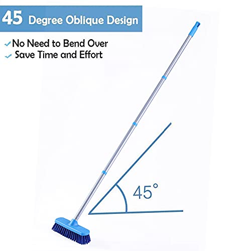 YONILL Deck Brush with Long Handle - Floor Scrub Brushes for Cleaning Shower, Stiff Bristle Scrubbing Brush, 50" Floor Scrubber Brush for Bathroom, Bathtub, Tub, Tile Floors, Garage and Patio