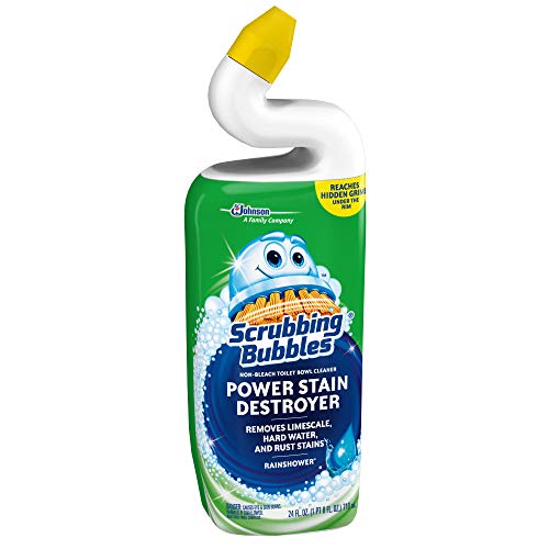 Scrubbing Bubbles Toilet Bowl Cleaning Gel, Non-Bleach Bathroom Cleaner, Gets Rid of Limescale and Hard Water + Rust Stains, Rainshower Scent, 24oz