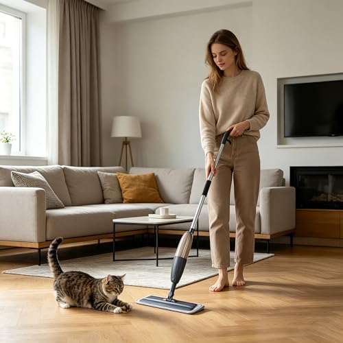 Spray Mop for Floor Cleaning with 360° Rotation - Multi-Surface Floor Cleaner for Wet/Dry Mopping Lightweight Handle for Kitchen Bathroom Hardwood&Tile Floors