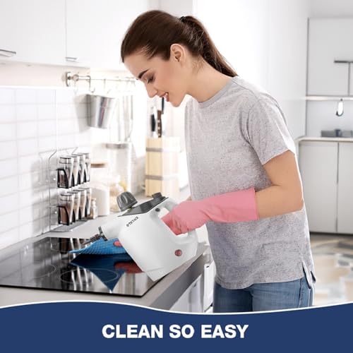 TICYACK Handheld Steam Cleaner, Steam Cleaner with 16 PCS Accessory & Safety Lock, 500ML Capacity, Multi-Surface Deep Cleaning for Home, Car, Bathroom, Grout, Floor, Window (White)