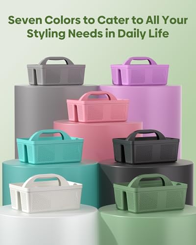MLIKLU 4 Pack Portable Shower Caddy Basket with Handle, Plastic Cleaning Caddy Organizer for Bathroom, College Dorm, Kitchen & Laundry Room, Divided Storage Tote for Toiletries and Cleaning Supplie