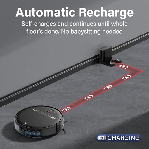 ZC WAS Robot Vacuum and Mop for Pet Hair, 2-in-1 Robot Vacuum Cleaner for Hard Floors&Carpets with 2.87'' Slim Design, Wi-Fi/App/Voice Control, 3D Obstacle Avoidance & Self-Charging