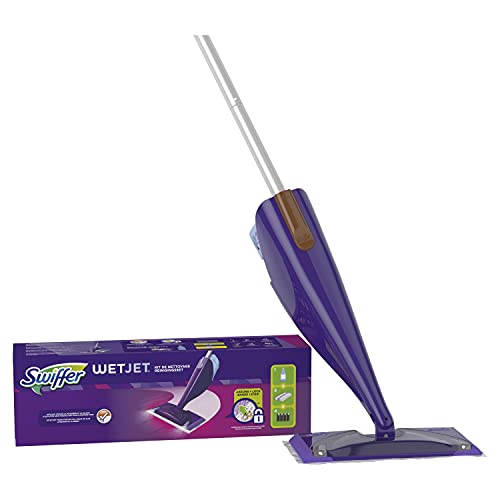 Swiffer WetJet Floor Spray Mop, Starter Kit, Includes: 1 WetJet, 5 Pads, 1 Cleaning Solution & 4 Batteries