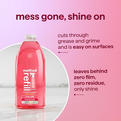 method All-Purpose Cleaner Refill, Pink Grapefruit - Cuts Grease & Grime on Counters, Glass, Sealed Wood & Floors, for Kitchen & Bathroom, 68 fl oz