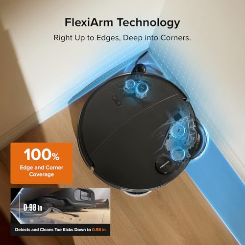 roborock Qrevo Edge 2 Robot Vacuum and Mop, 25,000Pa, 3.14'' Ultra-Slim, Zero-Tangle, AI Object Recognition, 176℉ Hot Water Mop Washing & Auto-Drying, Carpet & Pet Hair, FlexiArm Edge Cleaning