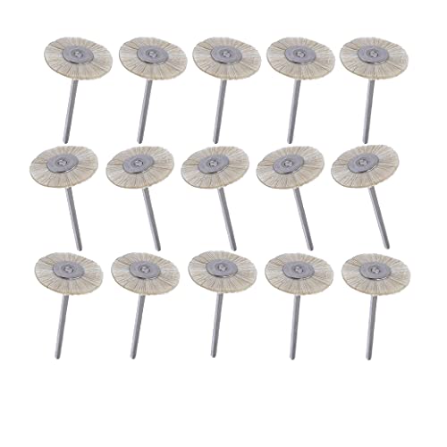 Luo ke 15 Pcs White Mini Wire Brush Wheel Nylon Bristle Polishing Wheel 3mm Shank for Dremel (T Shape)