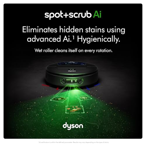Dyson Spot+Scrub Ai™ Wet and Dry Robot Vacuum - Self Cleaning Wet Roller, 18000 PA Suction, Detangling Roller, Ai Stain Identification