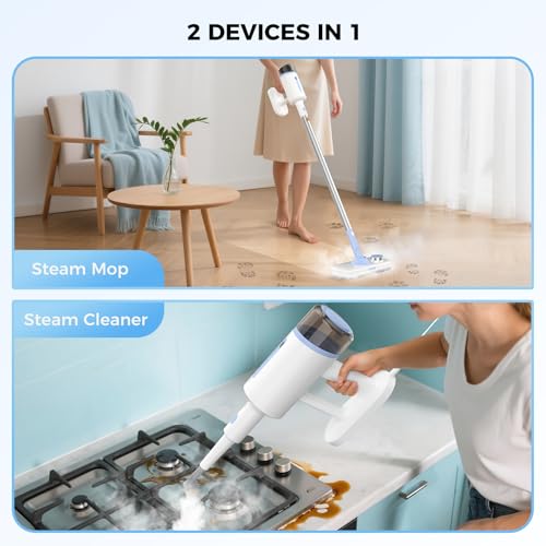Steam Mop, 10 in 1 Detachable Handheld Steam Cleaner for Home and Floor Cleaning, 230°F Floor Steamer for Deep Cleaning with Multi-purpose Attachments Hardwood Floors, Tile, Grout, Furniture