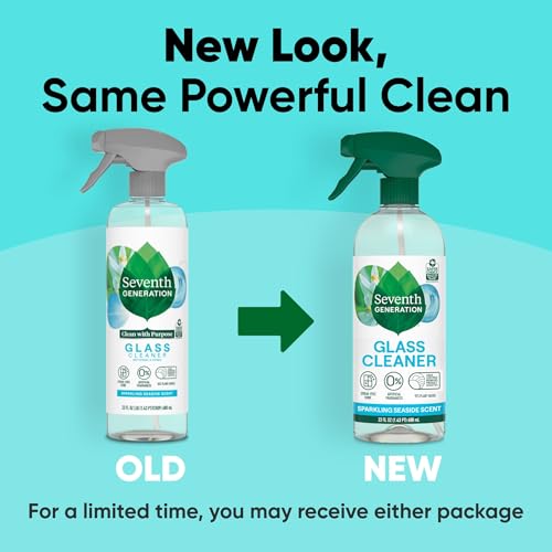 Seventh Generation Glass Cleaner, Biodegradable Formula, Sparkling Seaside Scent, 23 oz (Pack of 4)