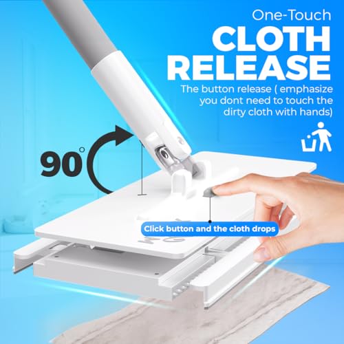 CleanMattix - FlexiClamp Sweep & Mop Kit - Compatible with Swiffer Pads, Durable Cleaning Tool for Hardwood, Tile, Marble & Laminate Floors, Home, Kitchen Cleaning Essentials. (Include 10 Dry Cloths)