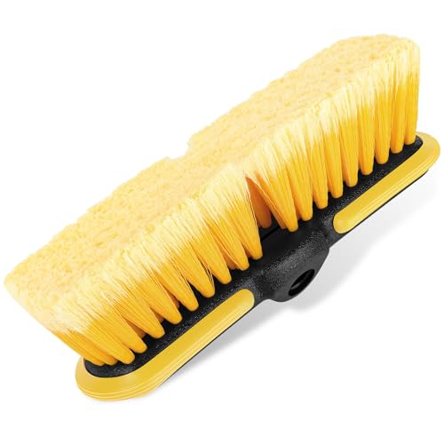 10 Inch Car Wash Brush Head, Scrub Brush Attachment for Long Handle Extension Pole,Outdoor Broom and Scrubbing Brush for Cleaning Window, Wall, House Floor, Deck, Patio, Car (10inch Brush-1Pack)