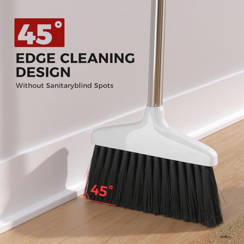Handy Broom, Indoor/Outdoor Brooms, Duty Kitchen Broom, for Home Garage Kitchen Office Courtyard Lobby Patio Lawn Concrete White
