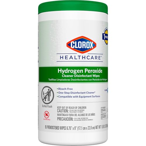 Clorox Healthcare Hydrogen Peroxide Cleaner Disinfectant Wipes, 6.75" x 9", 95 Count, Pack of 6 (Package May Vary)