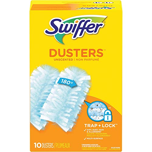 Swiffer Refill Dusters, Dust Lock Fiber, Light Blue, Unscented, 10/Box, 4 Box/Carton