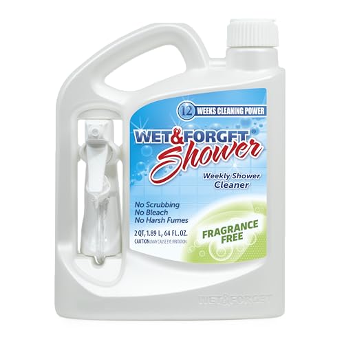Wet & Forget Shower Cleaner Spray, Fragrance-Free Weekly Bathroom Cleaner, No Scrubbing Needed, Bleach-Free, Multi-Surface Bathroom Spray, Cleaning Supplies Essential. 64 fl oz