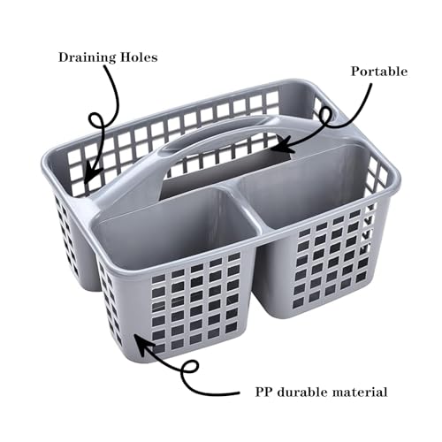 Boxonly Portable Shower Caddy Basket,Convenient Cleaning Supplies Organizer with Compartments and Handle,Ideal for Bathroom, Bedroom, Kitchen, College Dorm,Garden,etc.green-2 Pcs