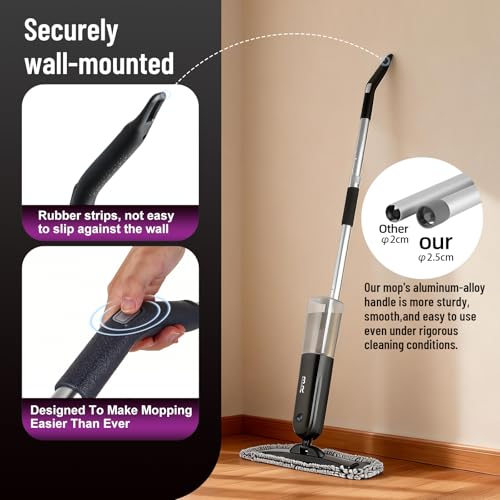Electric Spray Mop Floor Cleaner with 2 Mopping Pads 720ml Bottle & Scraper 360° Swivel Head Lightweight Cordless Wet Dry Cleaner for Hardwood Floor Cleaning Laminate Tile Wood Vinyl & All Hard Floors