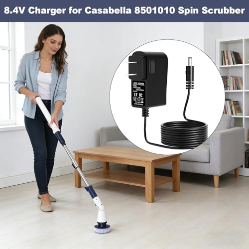 8.4V Charger for Casabella Spin Scrubber Compatible with Casabella 8501010 Spin Scrubber 7.4V 2000mAh Battery Charger Power Adapter Supply Cord