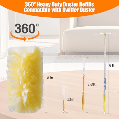Senowi 50 Count 360° Heavy Duty Duster Refills Compatible with Swiffer, Larger Size-Extra Thick Electrostatic Disposable dusters Refill for Electronics, Furniture, Blinds, Ceiling Fans, Unscented
