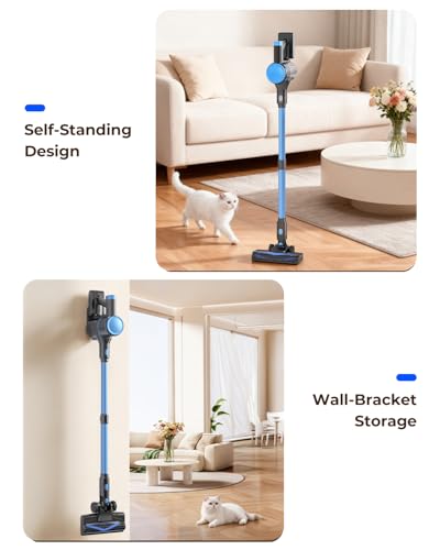 UML0 N8 Cordless Vacuum Cleaner,Lightweight Stick Vacuum with Powerful Suction,2200mAh Battery,40 Mins Runtime, Self-Standing,Rechargeable Vacuum Cleaners for Home Hardwood Floor Pet Hair (Cobalt)
