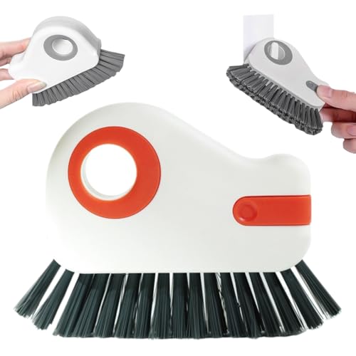 2 in 1 Groove Cleaning Brush Window Track Cleaning Tools, 2024 New Hard Bristle Crevice Cleaning Brush with Hidden Scraper, Shutter Door Window Track Kitchen Cleaning Brushes Kit (2, Orange)